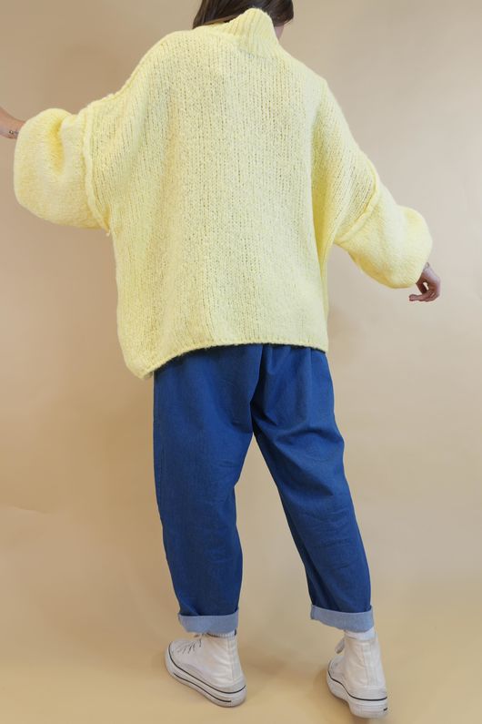 Big Softie Funnel Grunge Knit Lemon